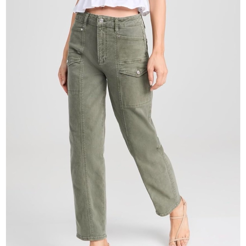 Paige Alexis vintage Ivy Green Cargo Barrel Jeans